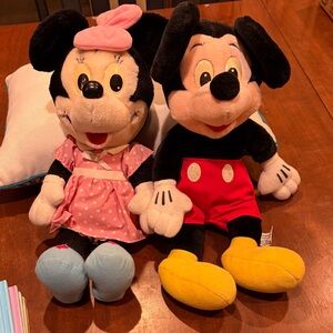 Disney Mickey and Minnie Mouse Plush Toys - Pink and Red